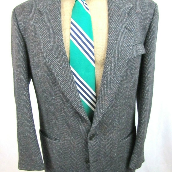 80s GIVENCHY 40R Charcoal Gray Flecked Wool Blazer - Picture 3 of 8